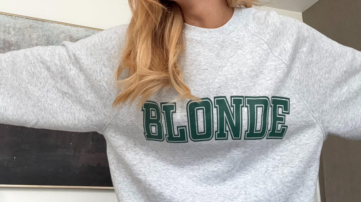 Catherine Tyldesley Spotted in Brunette The Label “Blonde” Sweatshirt