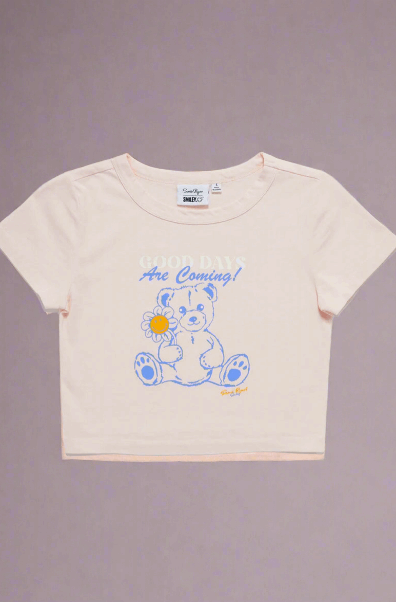 Samii Ryan x Smileyworld® Good Days Baby Tee T-Shirt by Samii Ryan as seen on celebrities