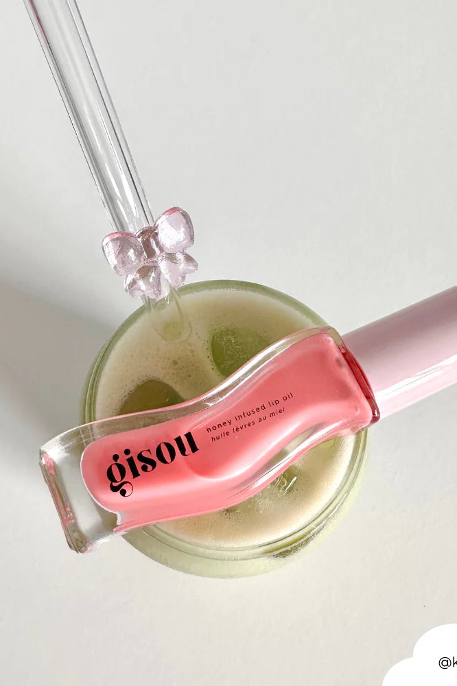 Coconut Lane Glass Straw with Pink Bows Straws by Coconut Lane as seen on celebrities