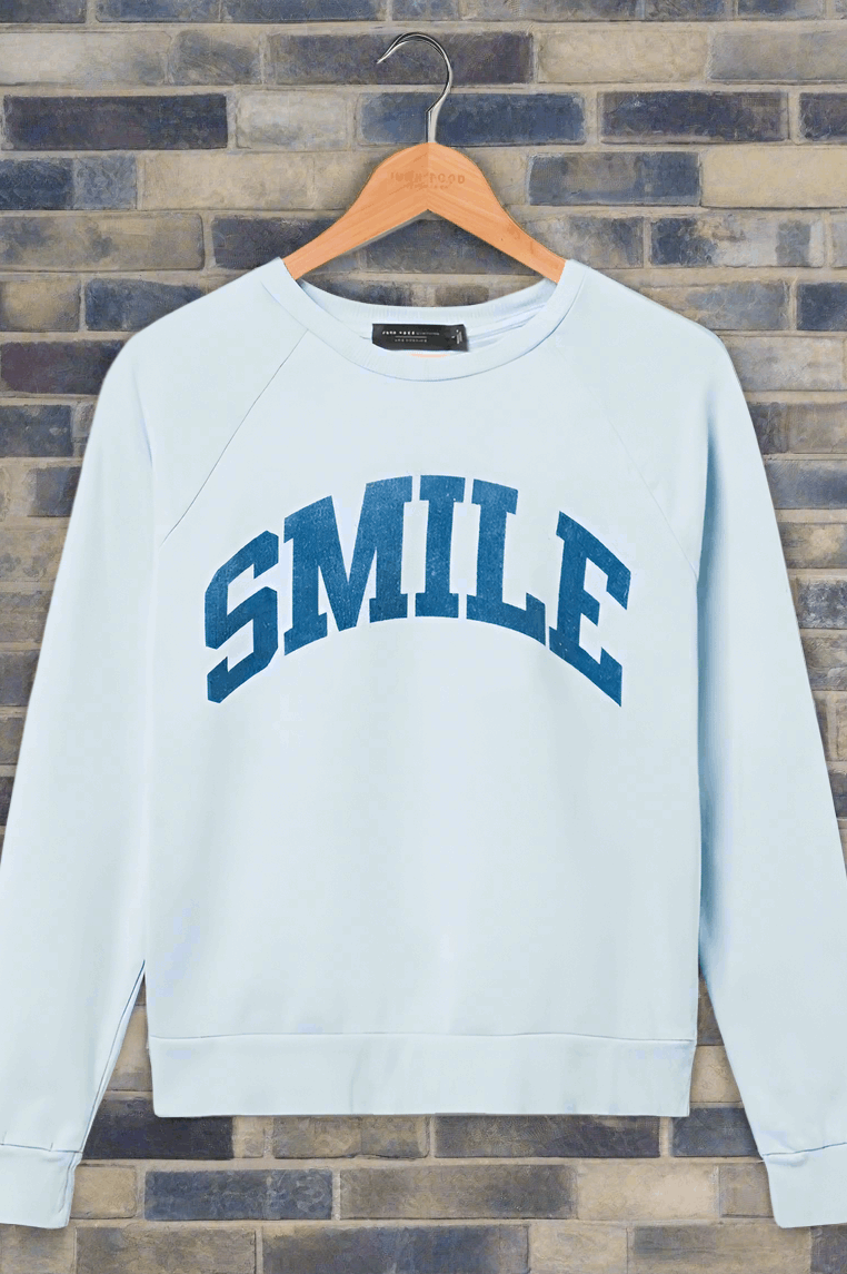 Junk Food Womens Smile Vintage Raglan Pullover T-Shirt by Junk Food as seen on celebrities