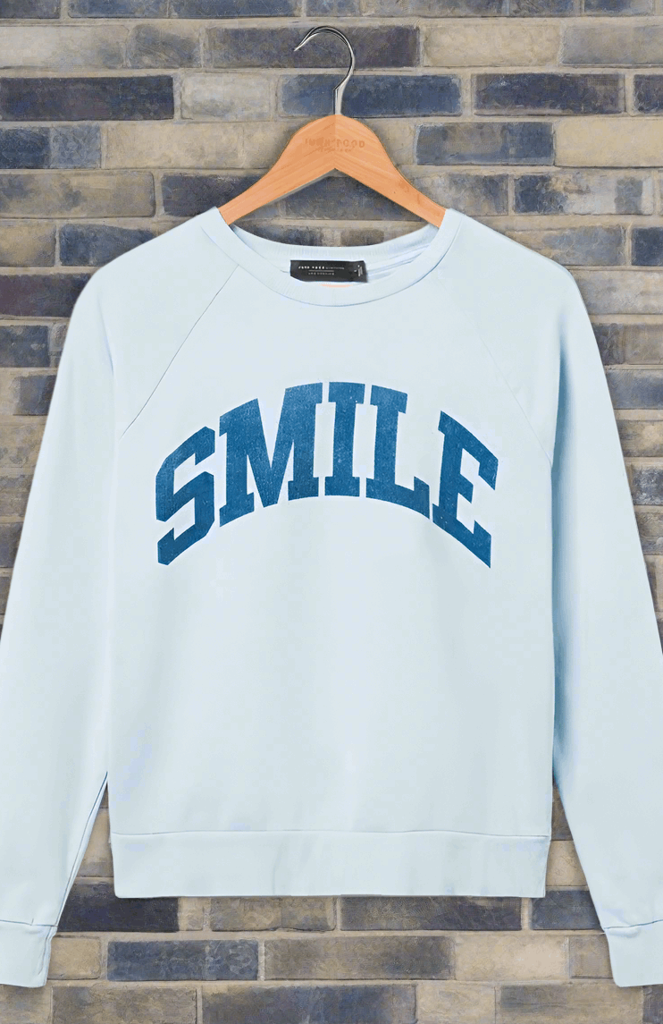Junk Food Womens Smile Vintage Raglan Pullover T-Shirt by Junk Food as seen on celebrities