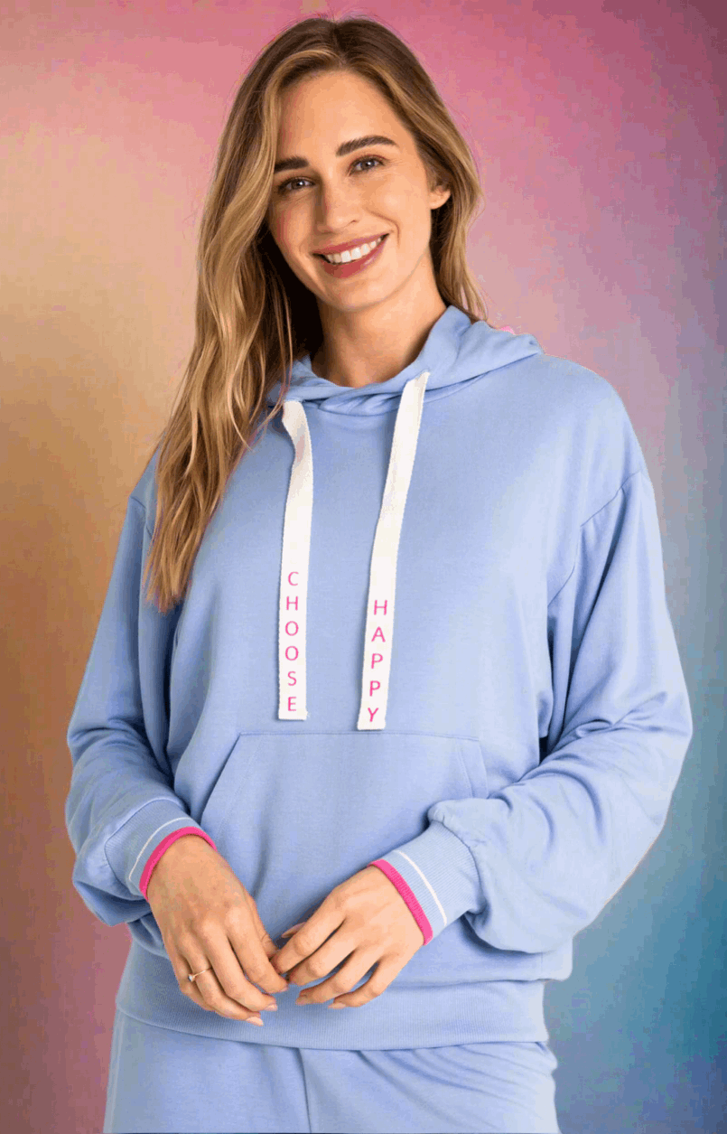 PJ Salvage Choose Happy Long Sleeve Hooded Top Hooded Sweatshirt by PJ Salvage as seen on celebrities
