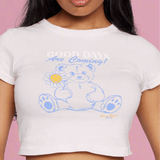 Samii Ryan x Smileyworld® Good Days Baby Tee T-Shirt by Samii Ryan as seen on celebrities
