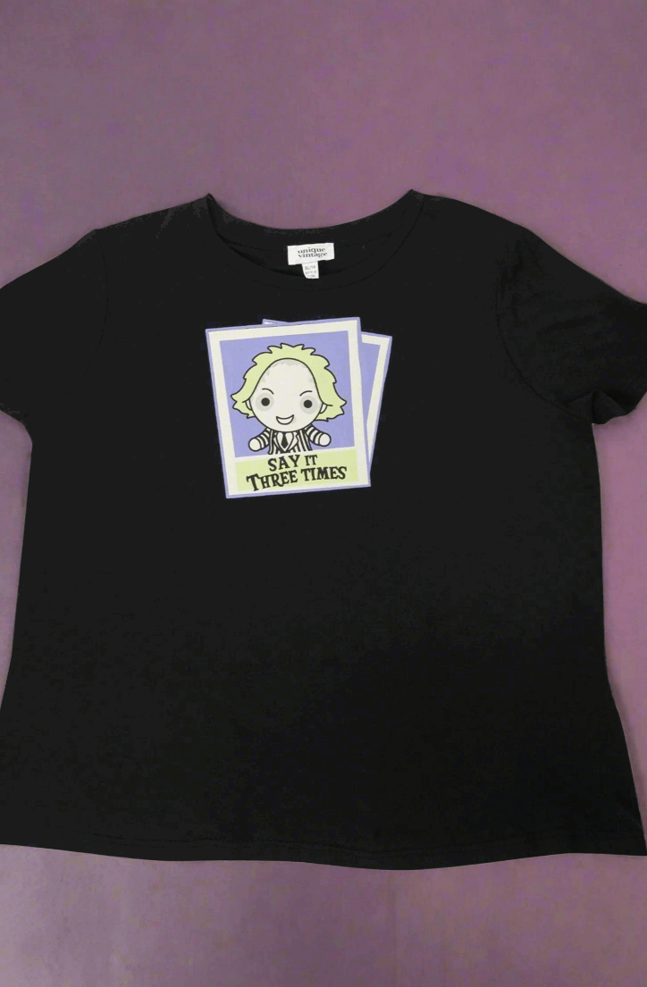 Beetlejuice X Unique Vintage Black Beetlejuice Polaroid Fitted Tee T-Shirt by Unique Vintage as seen on celebrities