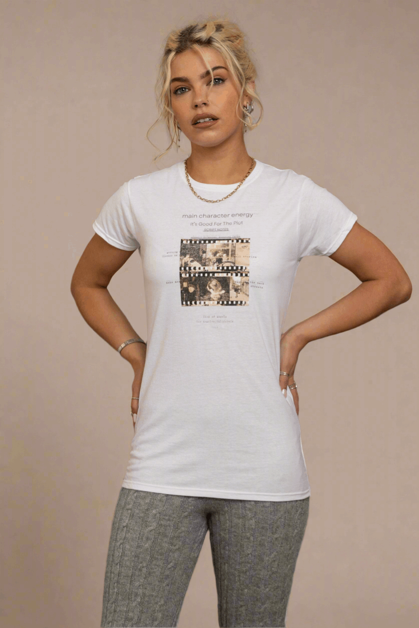 Daisy Street Main Character Energy Photo Negative Tee T-Shirts by Daisy Street as seen on celebrities