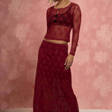 Daisy Street Red Lace Maxi Skirt with Bows Maxi Skirt by Daisy Street as seen on celebrities