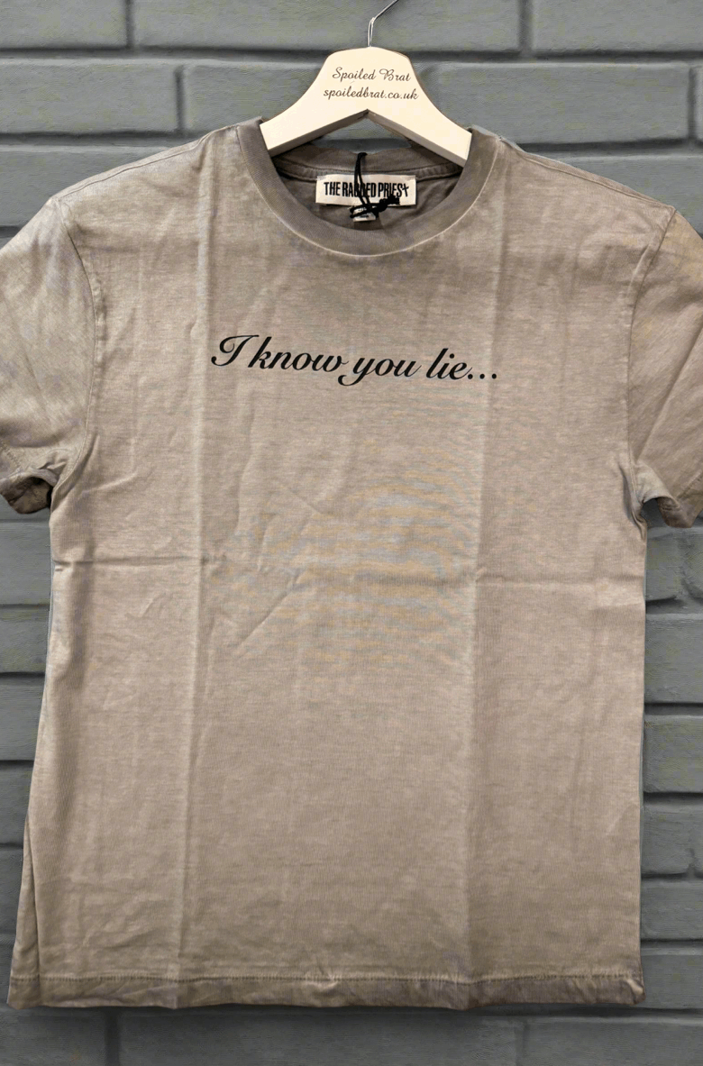 The Ragged Priest Liar Slogan Tee T-Shirt by The Ragged Priest as seen on celebrities