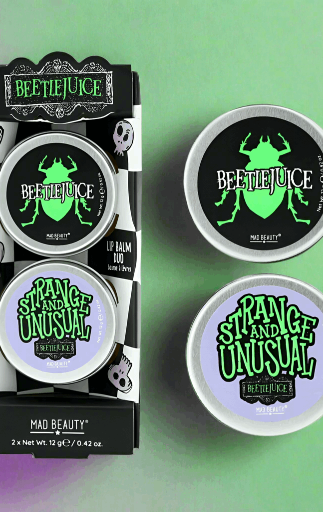 Warner Brothers Beetlejuice Lip Balm Duo Lip Balm by Mad Beauty as seen on celebrities