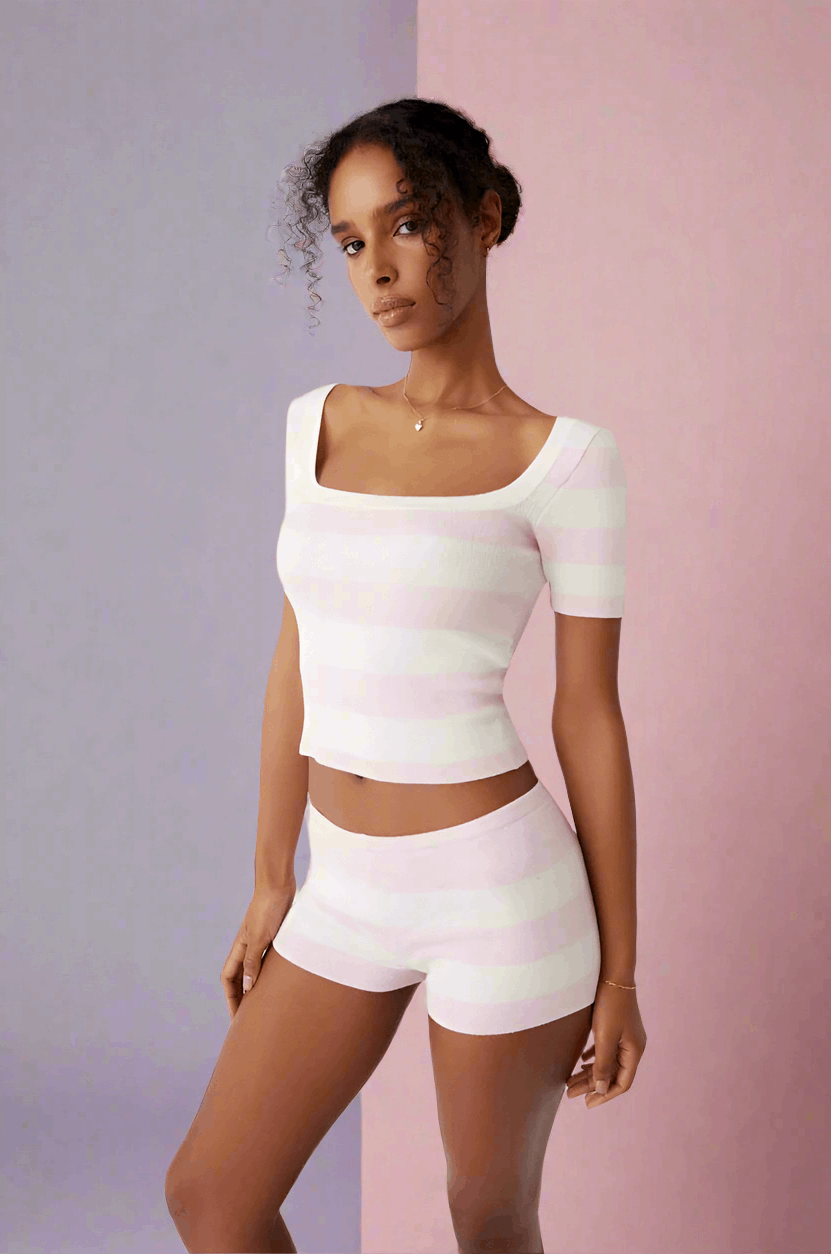 Frankies Bikinis Sunset Knit Ballet Shorts Shorts by Frankies Bikinis as seen on celebrities