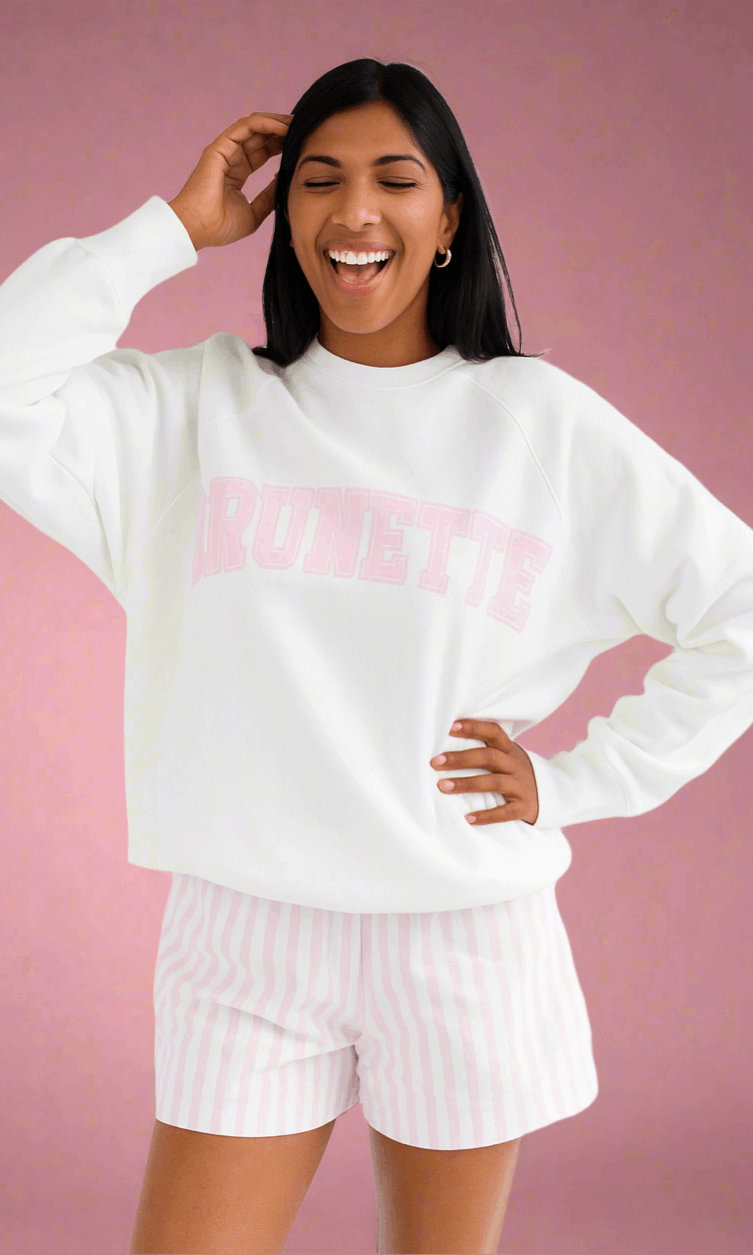Brunette The Label "Brunette" Varsity Hair Colour Not Your Boyfriend's Crew Sweater