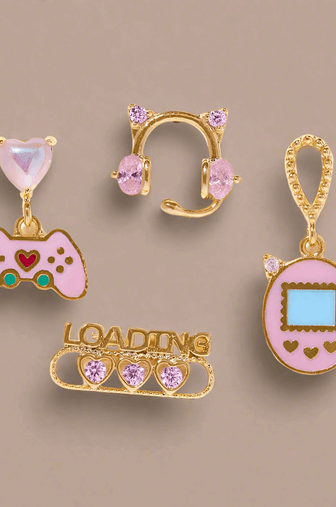 Girls Crew Gamer Gal Earring Stud Set Earrings by Girls Crew as seen on celebrities