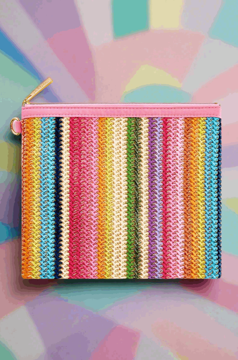 Packed Party Bring On The Fun Luxe Woven Rainbow Everything Pouch Bag Clutch Bag by Packed Party as seen on celebrities