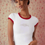 Frankies Bikinis Archie Cotton Tee as seen on Madelaine Petsch & Amelia Gray Top by Frankies Bikinis as seen on celebrities