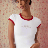 Frankies Bikinis Archie Cotton Tee as seen on Madelaine Petsch & Amelia Gray Top by Frankies Bikinis as seen on celebrities