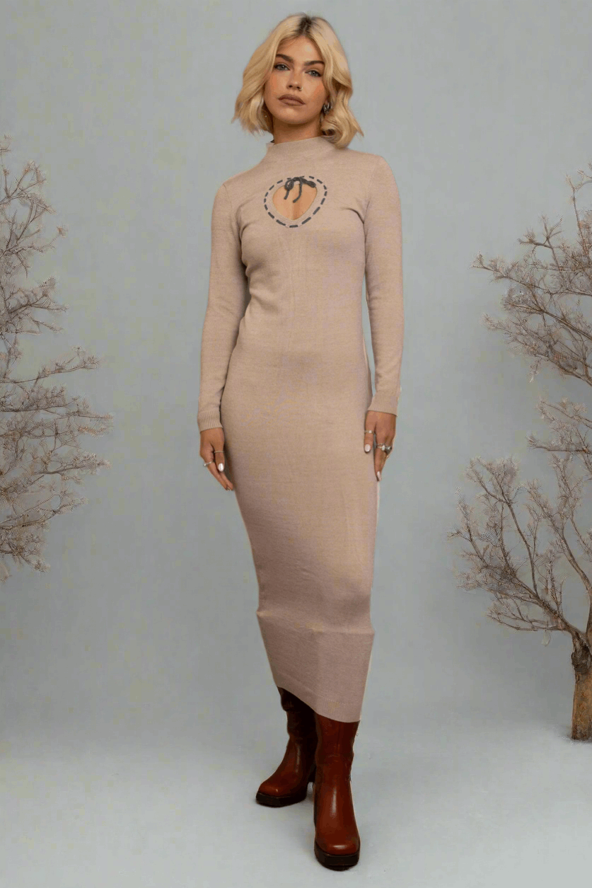 Daisy Street Cream Heart Cutout Midaxi Dress Maxi Dress by Daisy Street as seen on celebrities