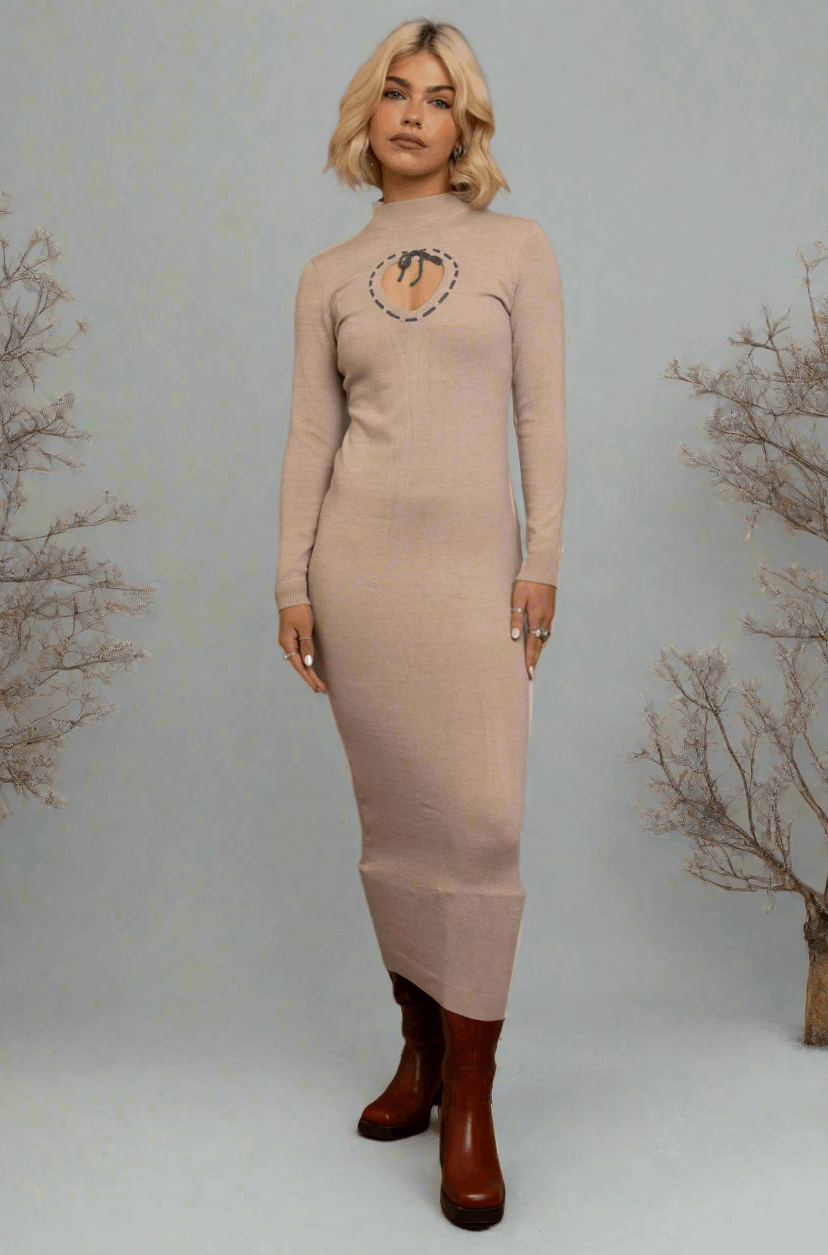 Daisy Street Cream Heart Cutout Midaxi Dress Maxi Dress by Daisy Street as seen on celebrities