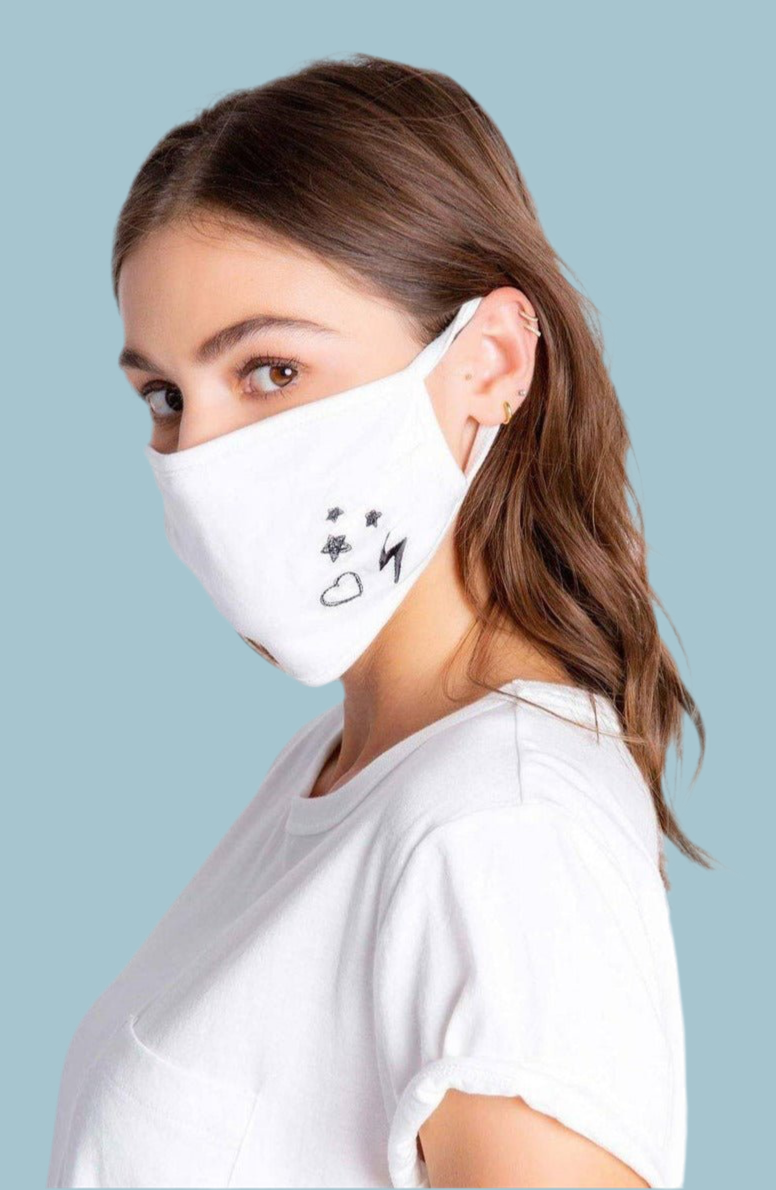 PJ Salvage Ivory Face Mask with Stars & Hearts Face Mask by PJ Salvage as seen on celebrities