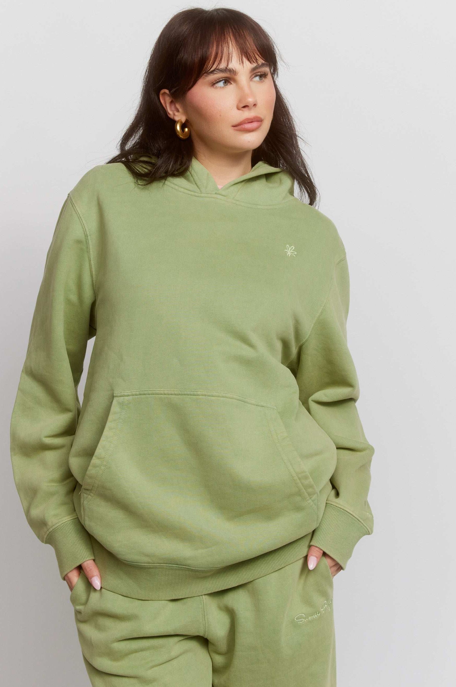 Samii Ryan Olive Hoodie Hooded Sweatshirt by Samii Ryan as seen on celebrities