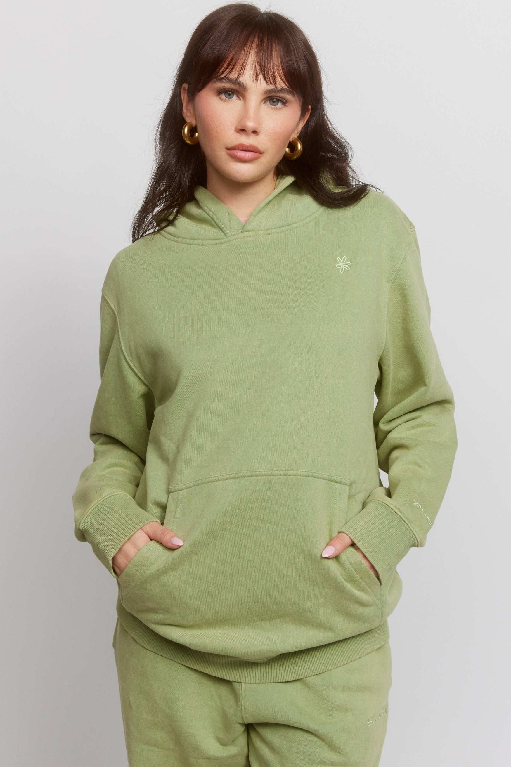 Samii Ryan Olive Hoodie Hooded Sweatshirt by Samii Ryan as seen on celebrities