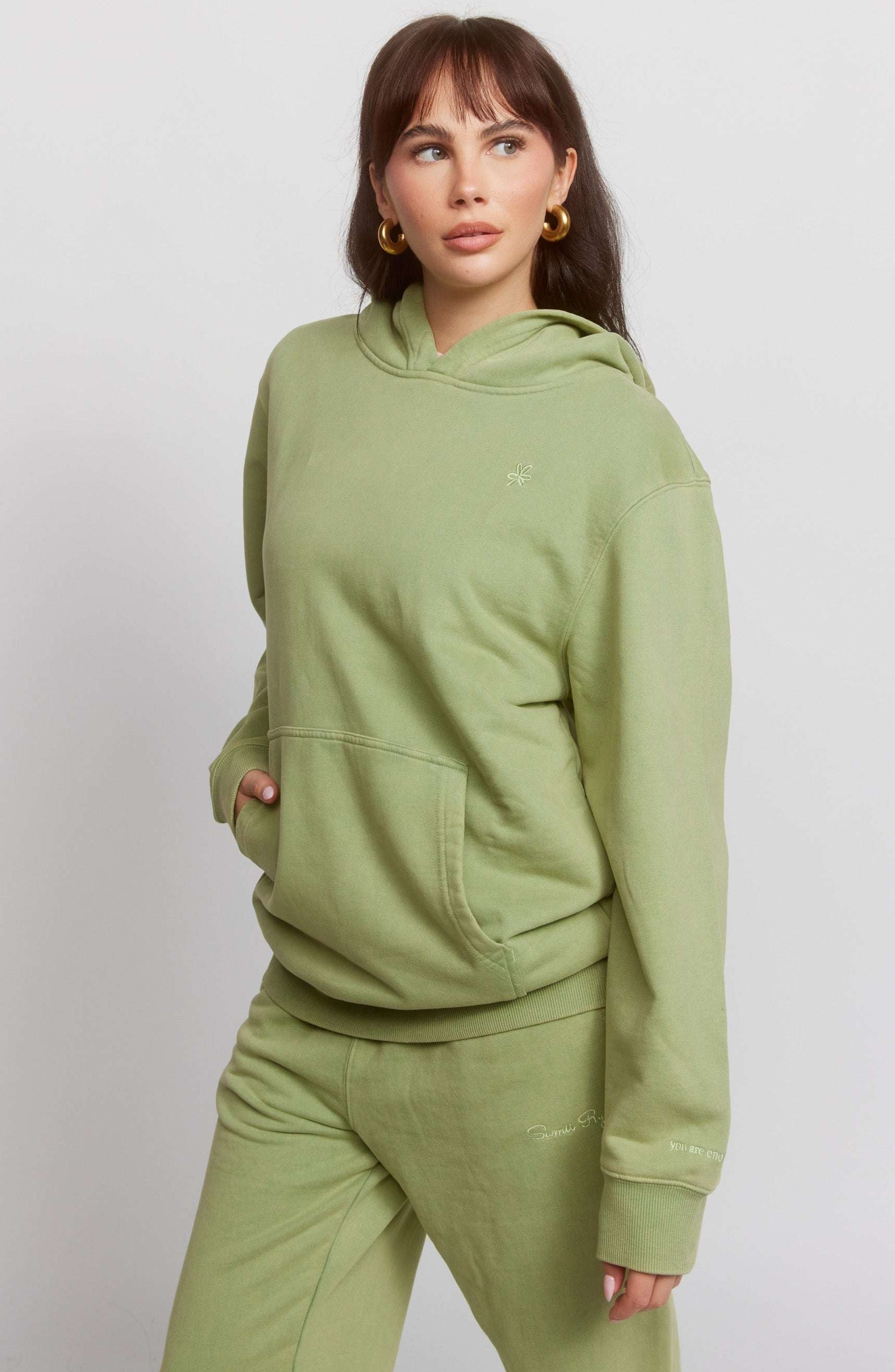 Samii Ryan Olive Hoodie Hooded Sweatshirt by Samii Ryan as seen on celebrities
