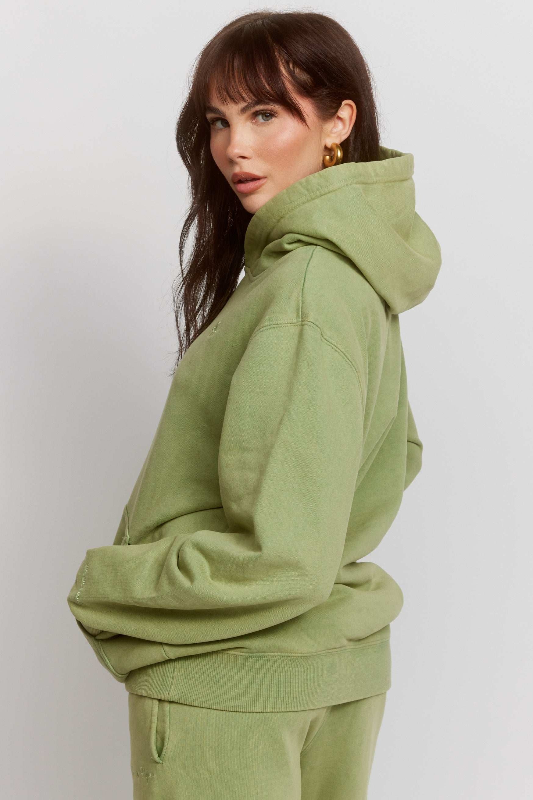 Samii Ryan Olive Hoodie Hooded Sweatshirt by Samii Ryan as seen on celebrities