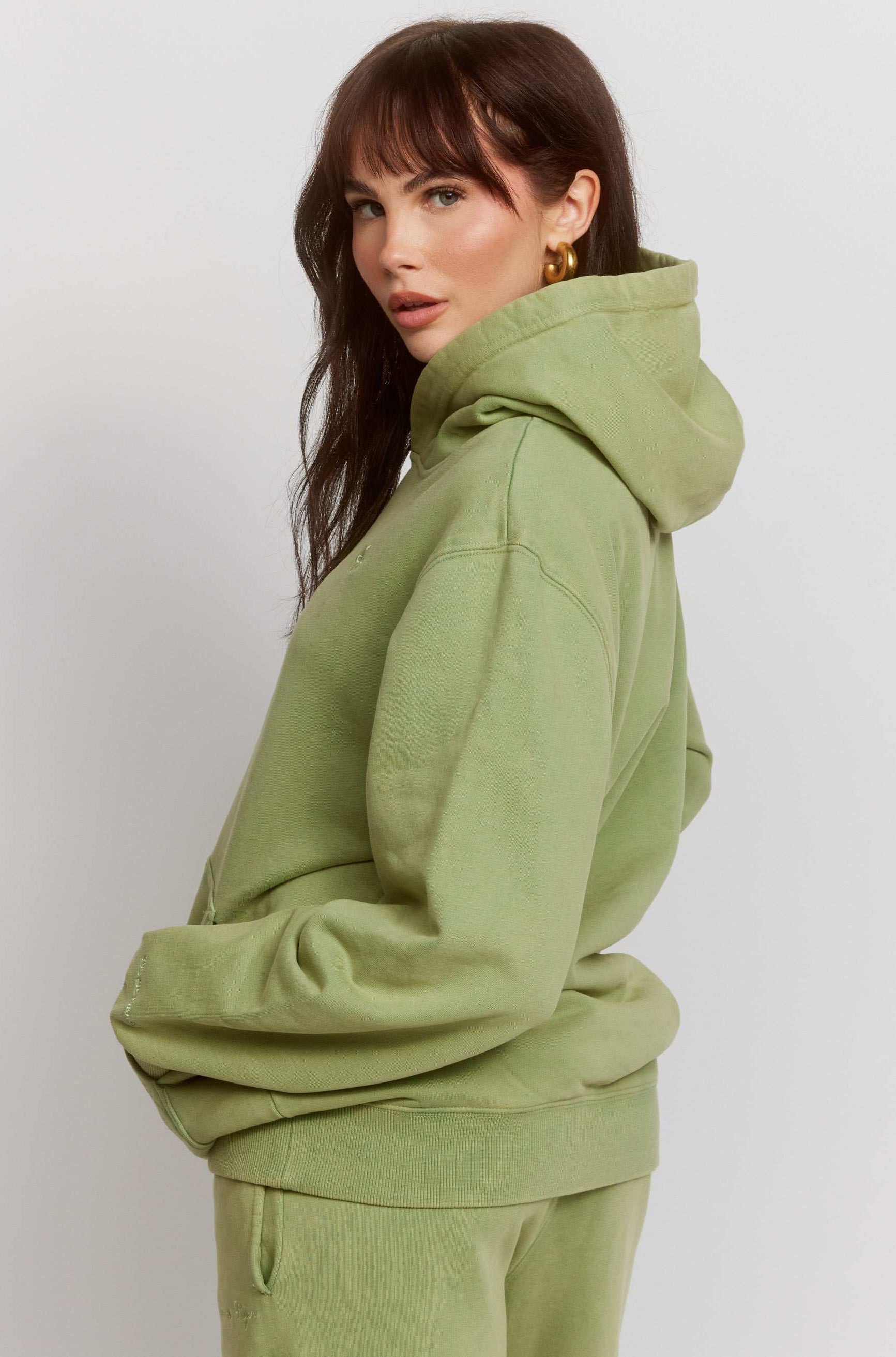Samii Ryan Olive Hoodie Hooded Sweatshirt by Samii Ryan as seen on celebrities