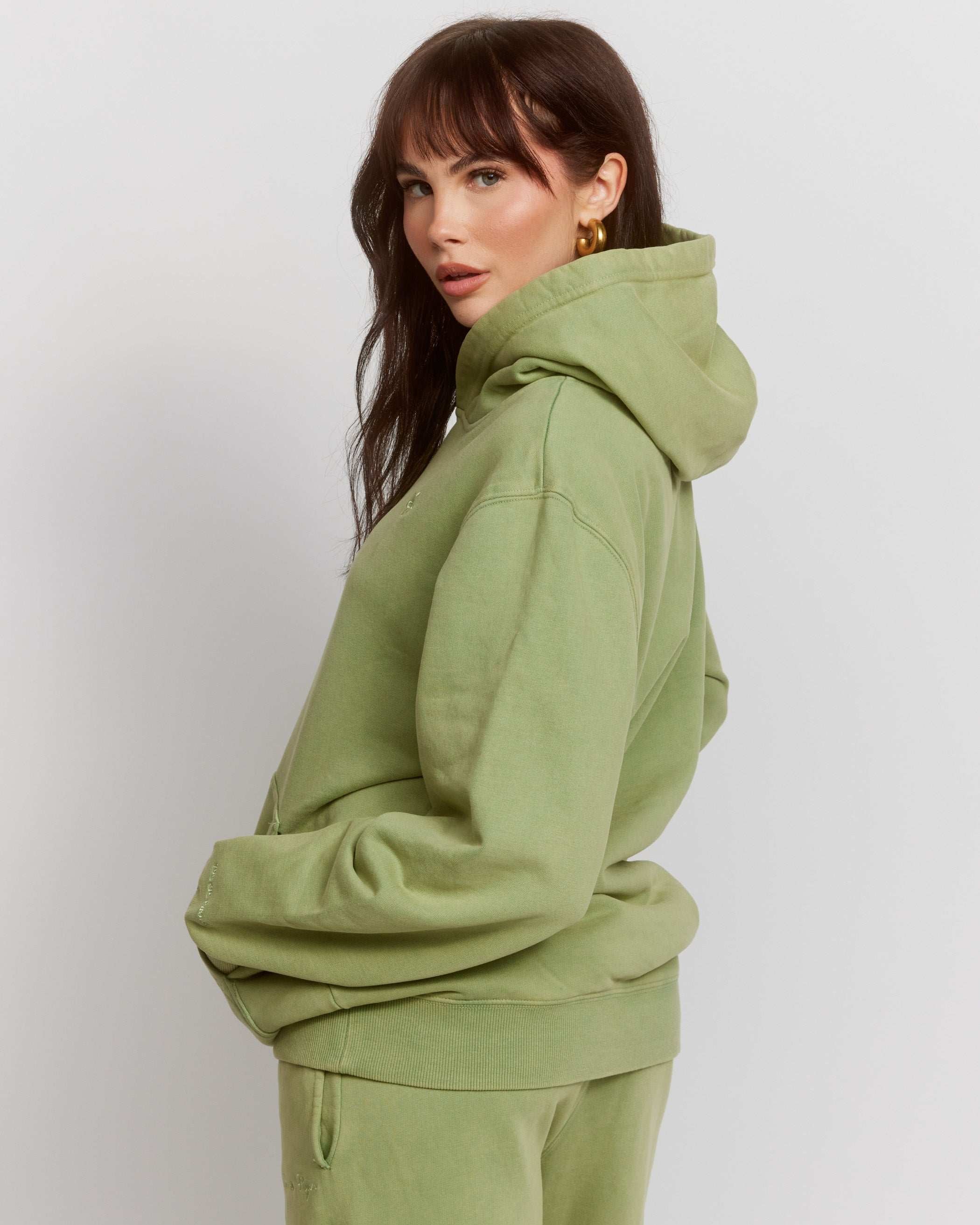 Samii Ryan Olive Hoodie Hooded Sweatshirt by Samii Ryan as seen on celebrities