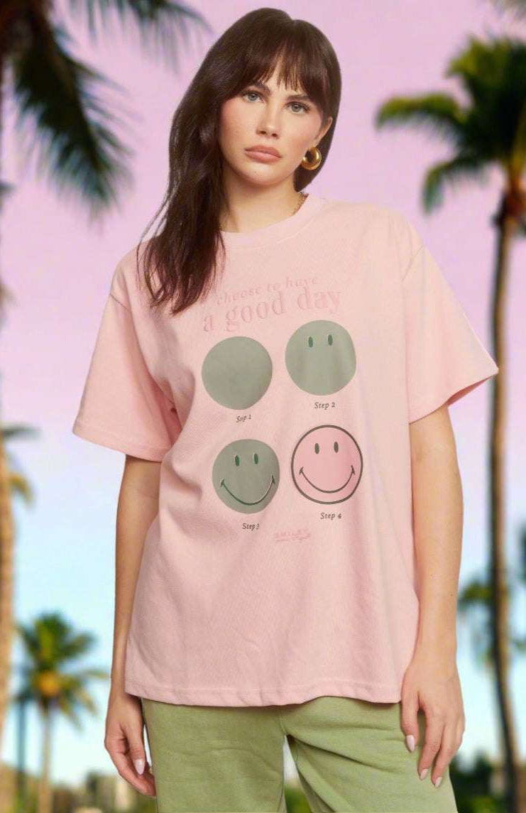 Samii Ryan Smiley® Good Day Oversized Tee T-Shirts by Samii Ryan as seen on celebrities