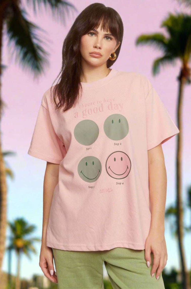 Samii Ryan Smiley® Good Day Oversized Tee T-Shirts by Samii Ryan as seen on celebrities