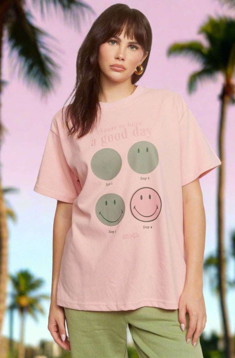 Samii Ryan Smiley® Good Day Oversized Tee T-Shirts by Samii Ryan as seen on celebrities