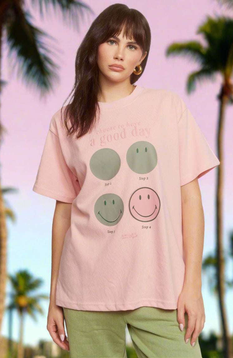 Samii Ryan Smiley® Good Day Oversized Tee T-Shirts by Samii Ryan as seen on celebrities