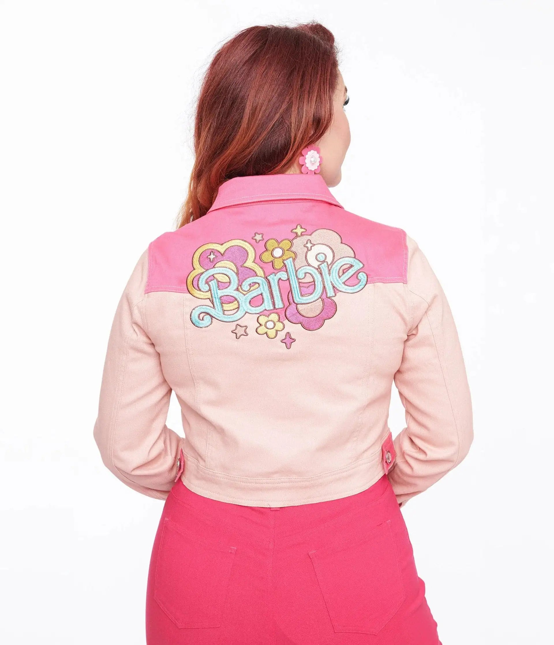 Barbie X Unique Vintage Pink Barbie Denim Western Jacket Denim Jackets by Unique Vintage as seen on celebrities