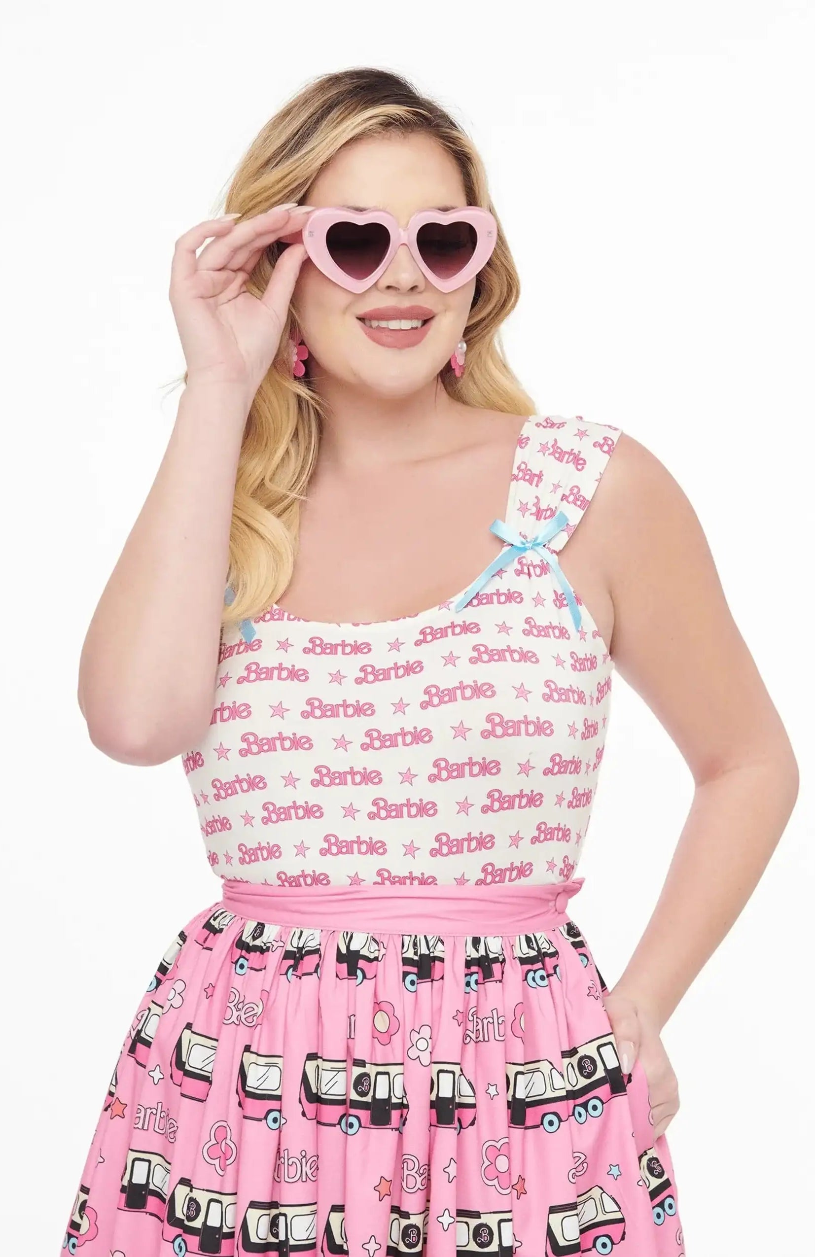 Barbie X Unique Vintage White & Pink Barbie Print Tank Top Cami Top by Unique Vintage as seen on celebrities