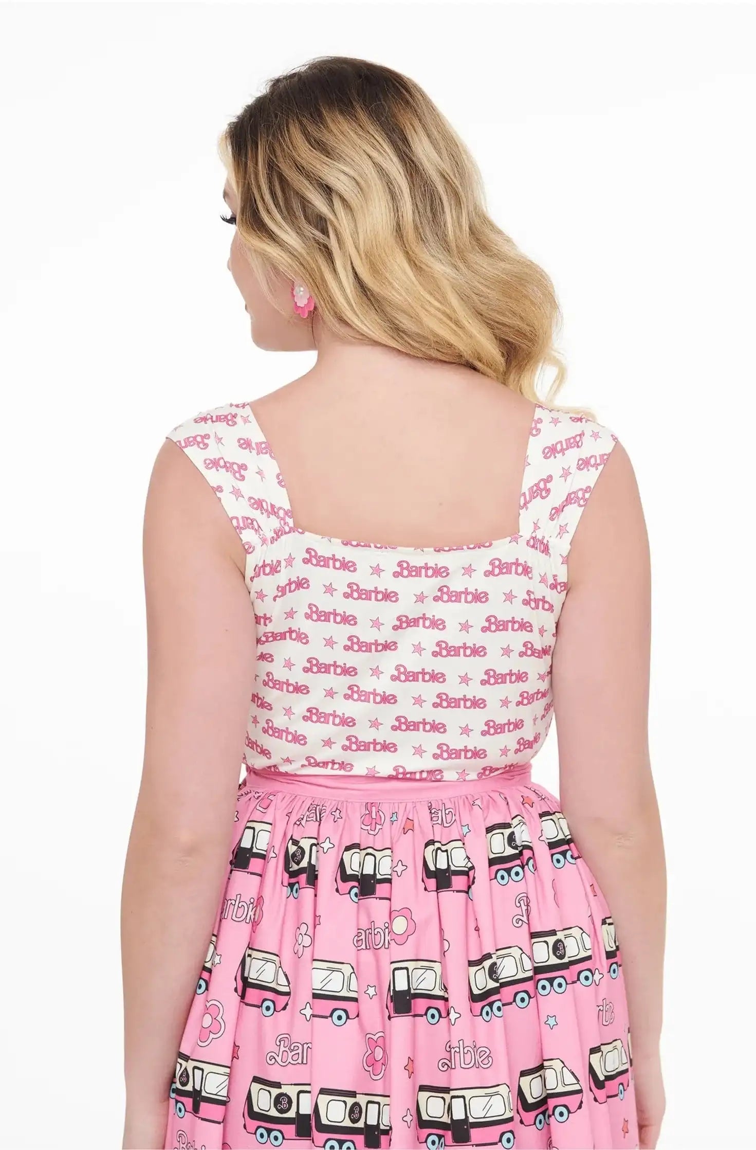 Barbie X Unique Vintage White & Pink Barbie Print Tank Top Cami Top by Unique Vintage as seen on celebrities