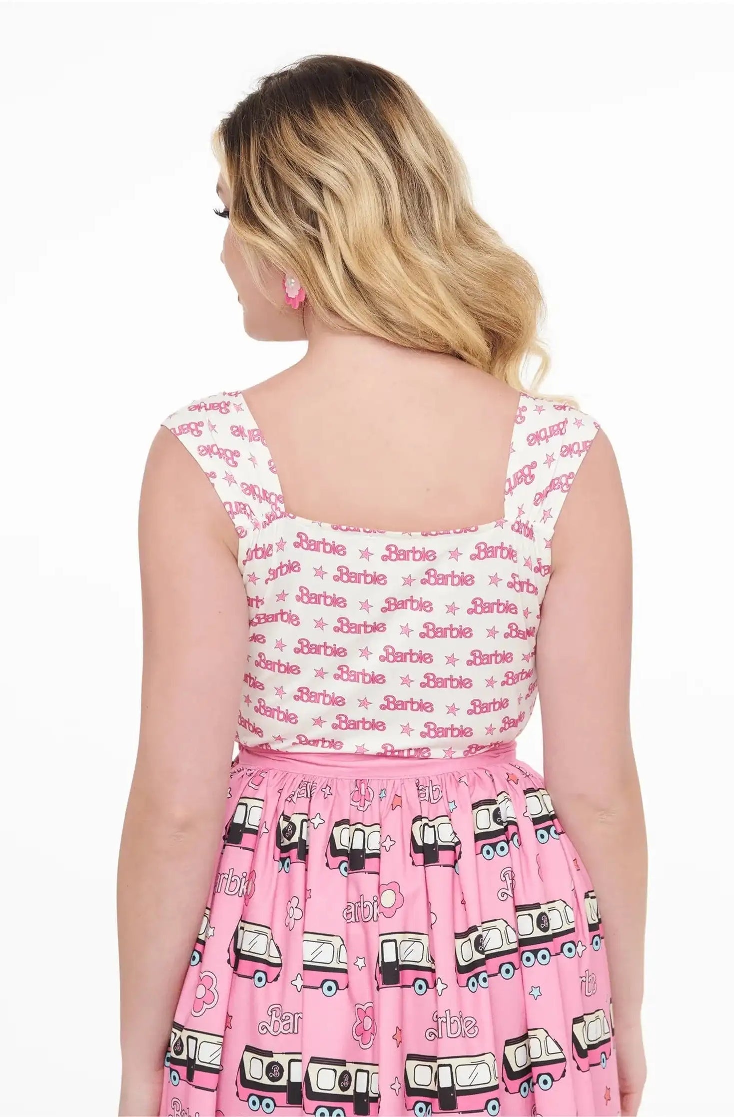 Barbie X Unique Vintage White & Pink Barbie Print Tank Top Cami Top by Unique Vintage as seen on celebrities