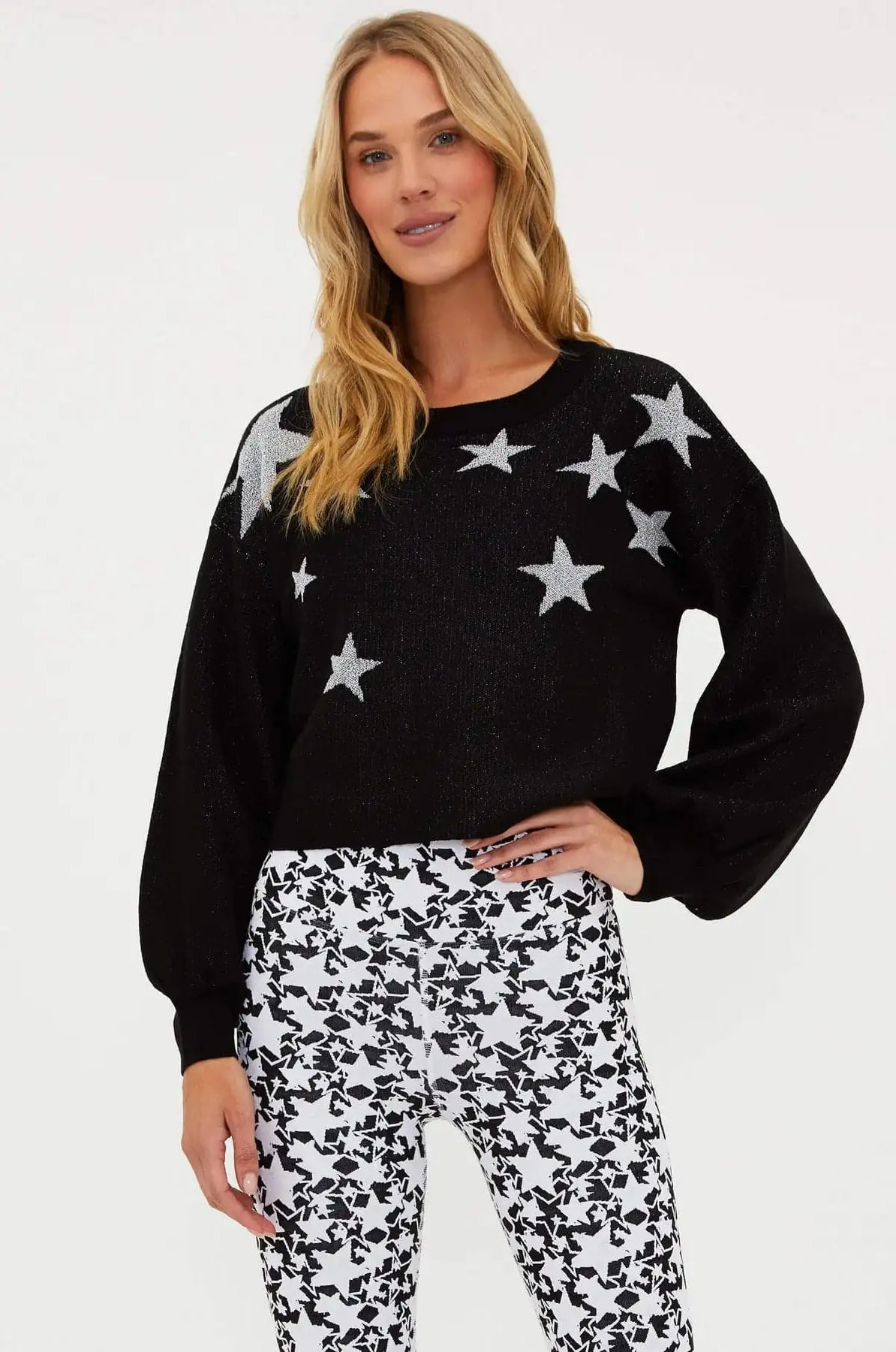 Beach Riot Ava Silver Star Sweater as seen on Malin Andersson Sweater by Beach Riot as seen on celebrities