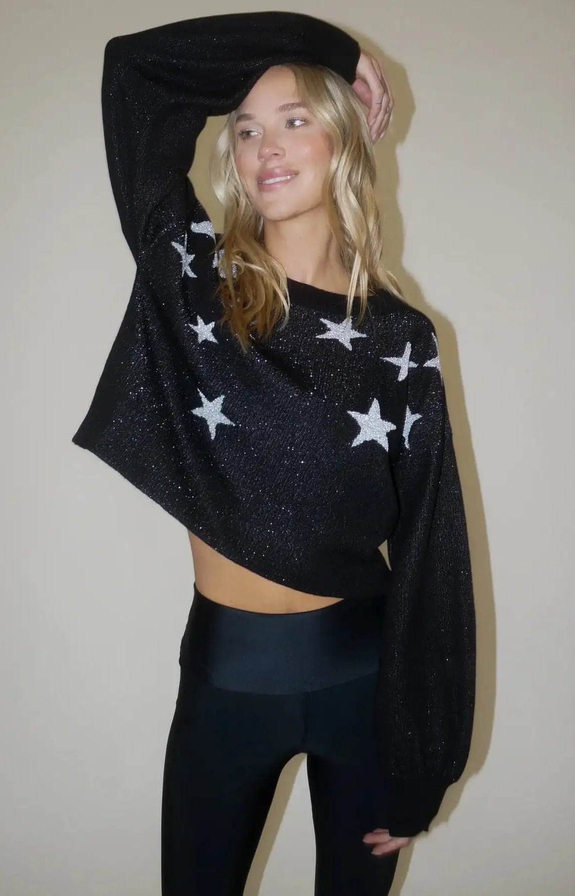 Beach Riot Ava Silver Star Sweater as seen on Malin Andersson Sweater by Beach Riot as seen on celebrities