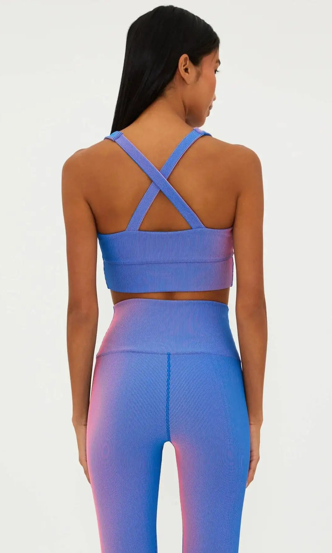 Beach Riot Mindy Gym Top in Imperial Two Tone Rib Crop Top by Beach Riot as seen on celebrities