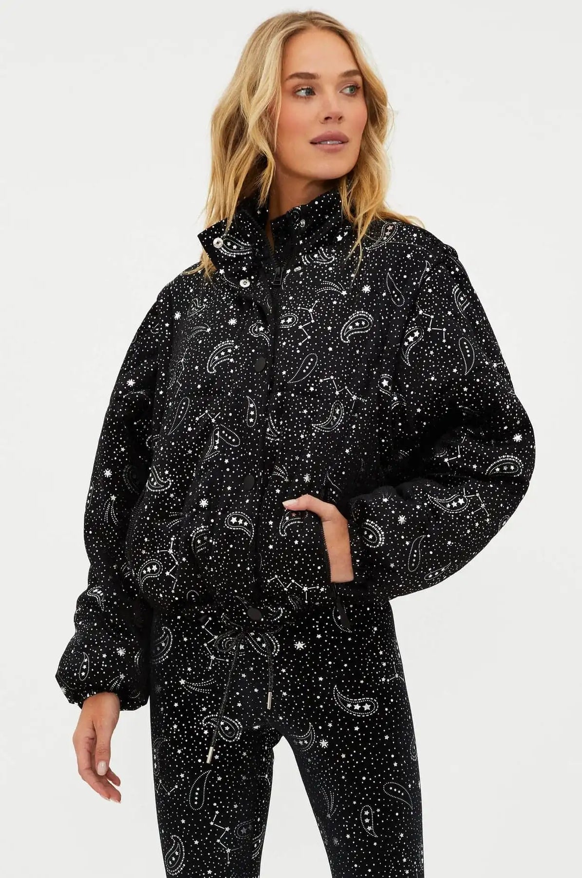 Beach Riot Kris Convertible Shooting Stars Puffer Jacket Jacket by Beach Riot as seen on celebrities