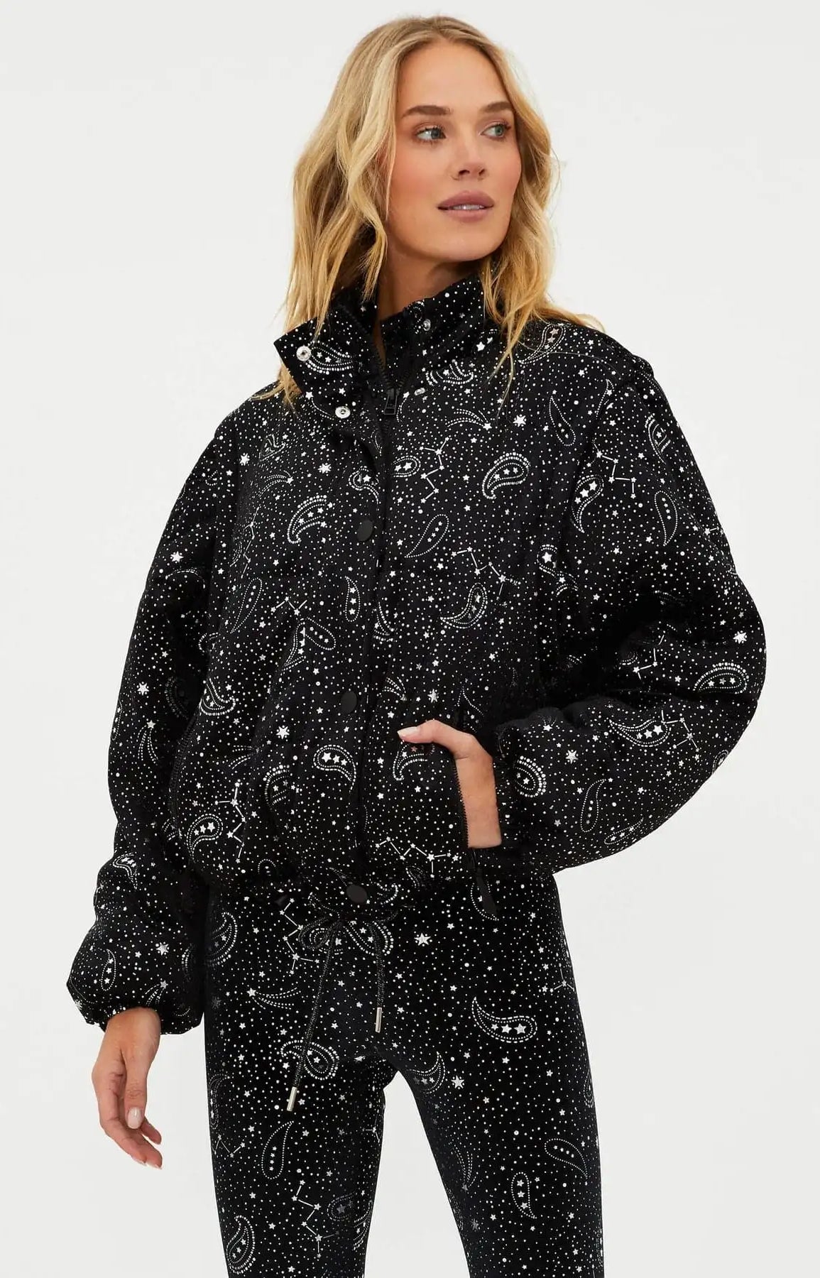 Beach Riot Kris Convertible Shooting Stars Puffer Jacket Jacket by Beach Riot as seen on celebrities