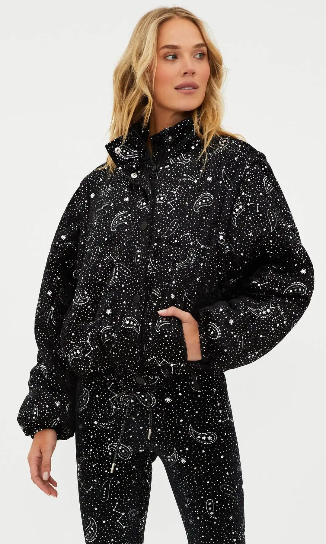 Beach Riot Kris Convertible Shooting Stars Puffer Jacket Jacket by Beach Riot as seen on celebrities