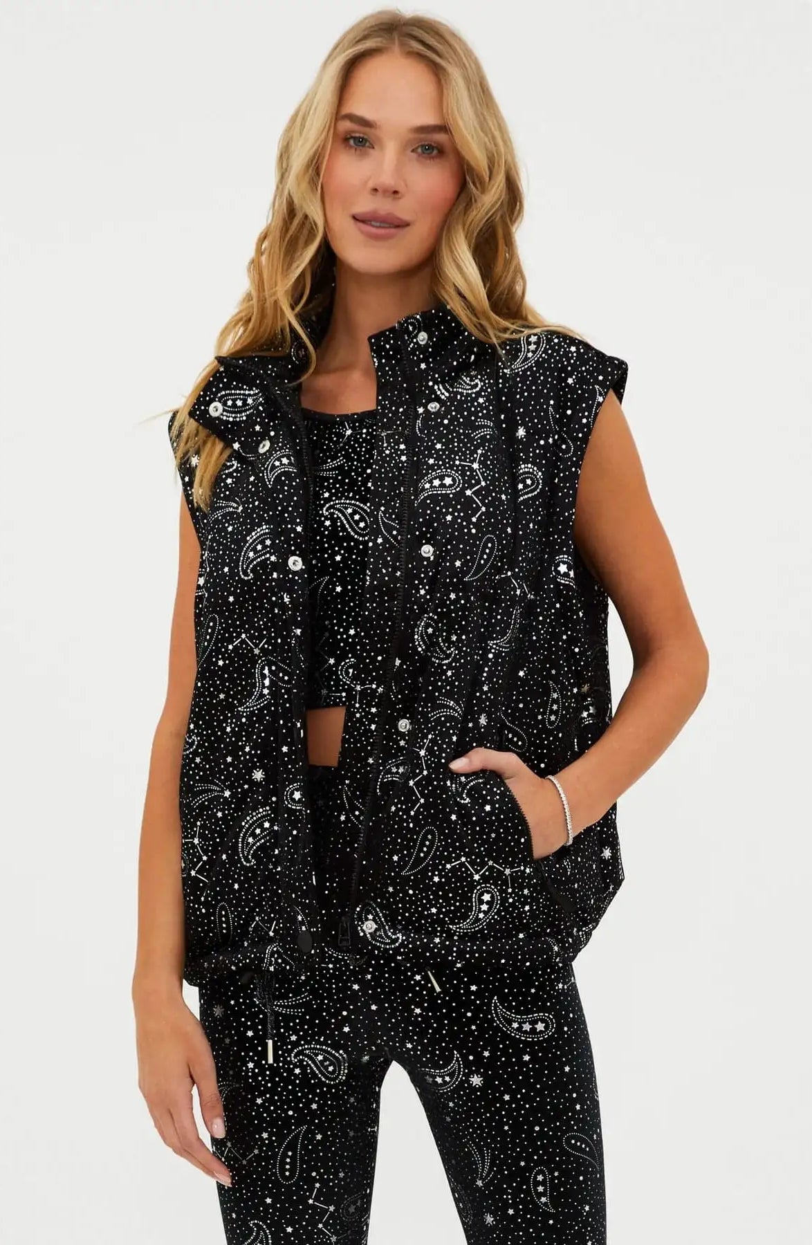 Beach Riot Kris Convertible Shooting Stars Puffer Jacket Jacket by Beach Riot as seen on celebrities