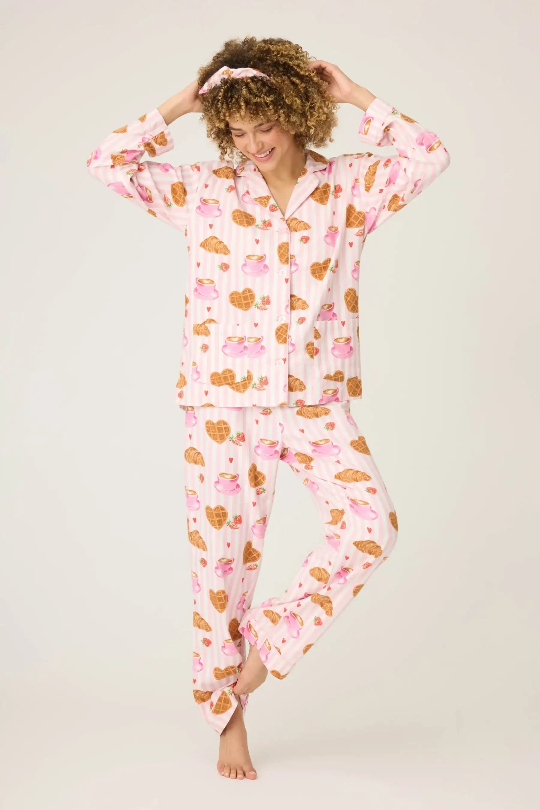 PJ Salvage Brunch Club Breakfast 3-Piece Flannel PJ Set