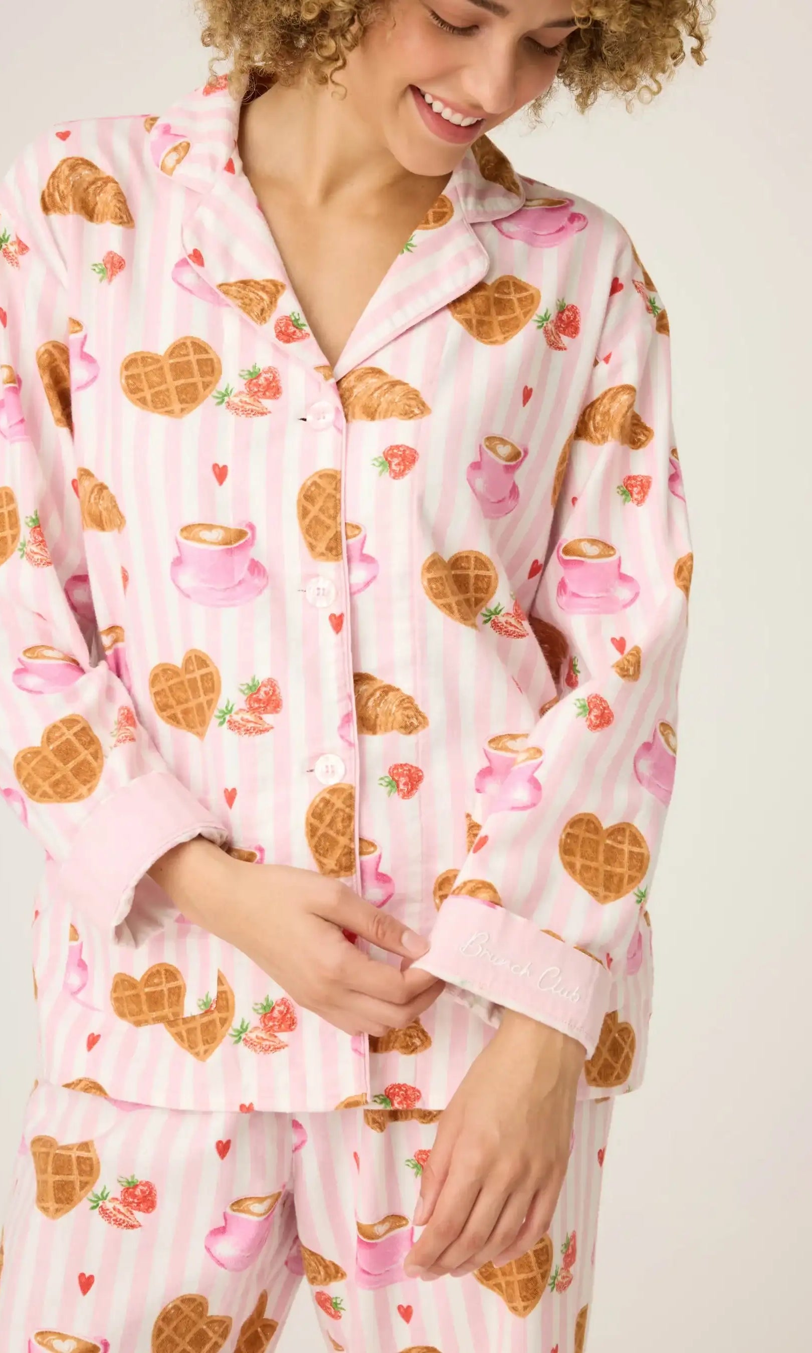 PJ Salvage Brunch Club Breakfast 3-Piece Flannel PJ Set