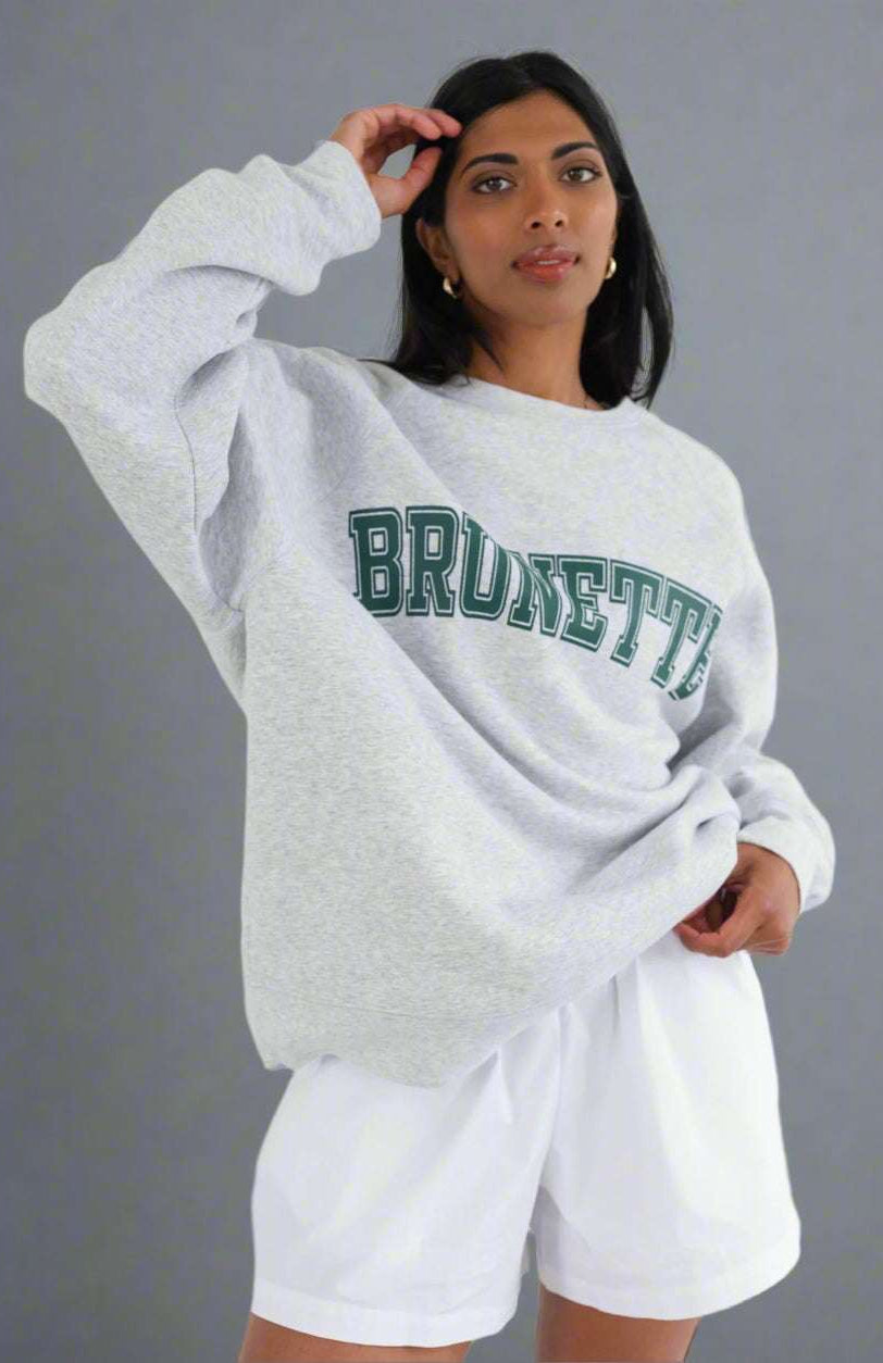 Brunette The Label "Brunette" Grey Varsity Hair Colour Not Your Boyfriend's Crew