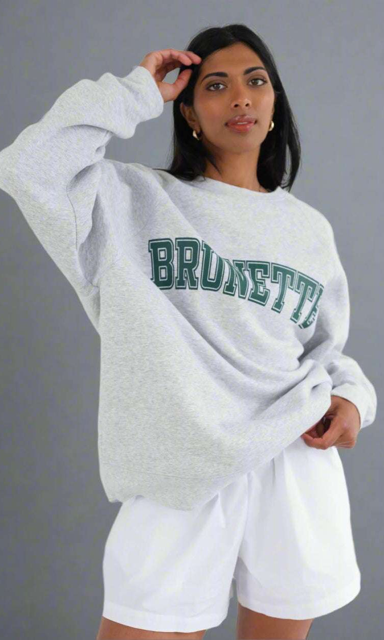 Brunette The Label "Brunette" Grey Varsity Hair Colour Not Your Boyfriend's Crew