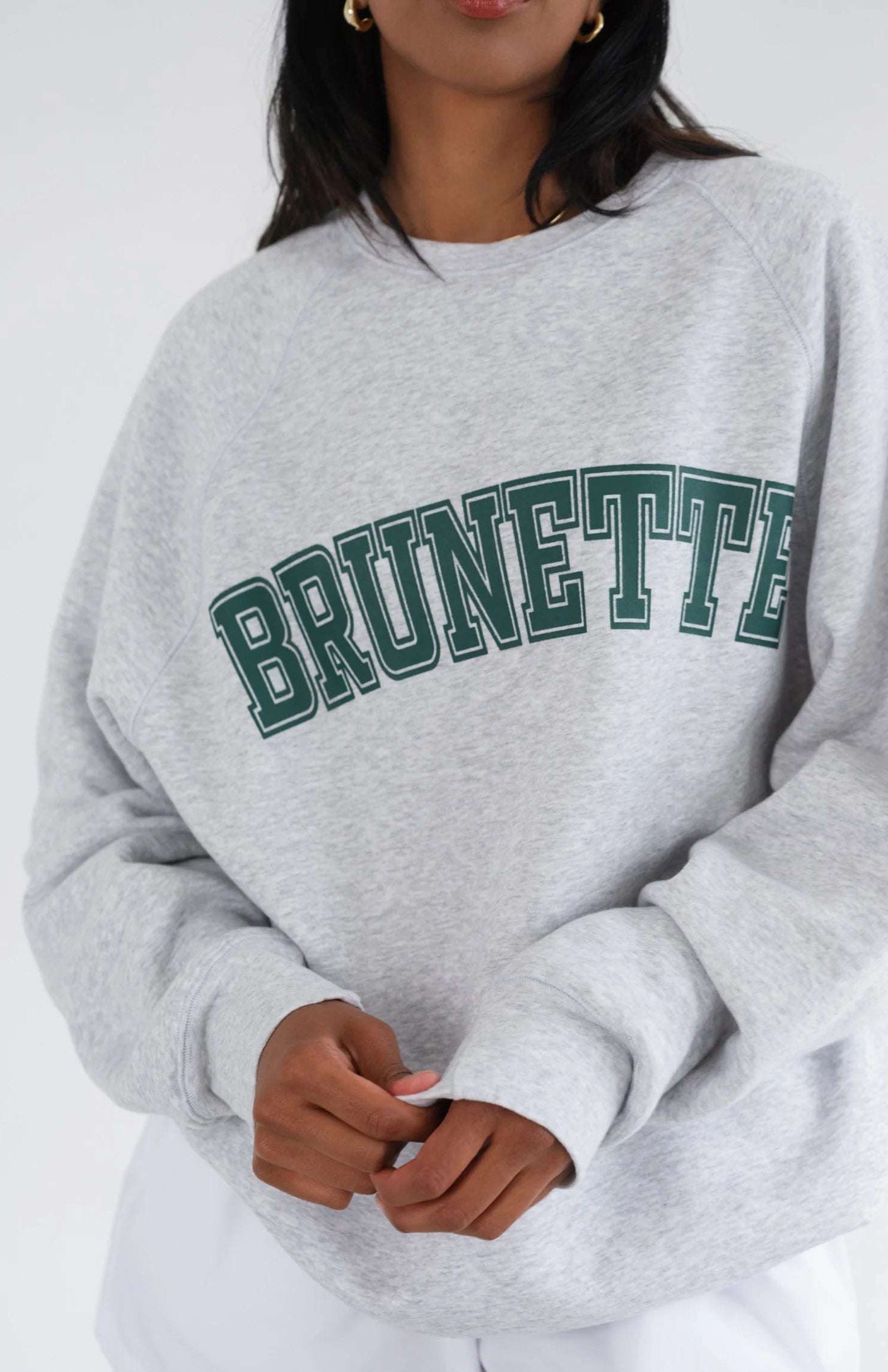 Brunette The Label "Brunette" Grey Varsity Hair Colour Not Your Boyfriend's Crew