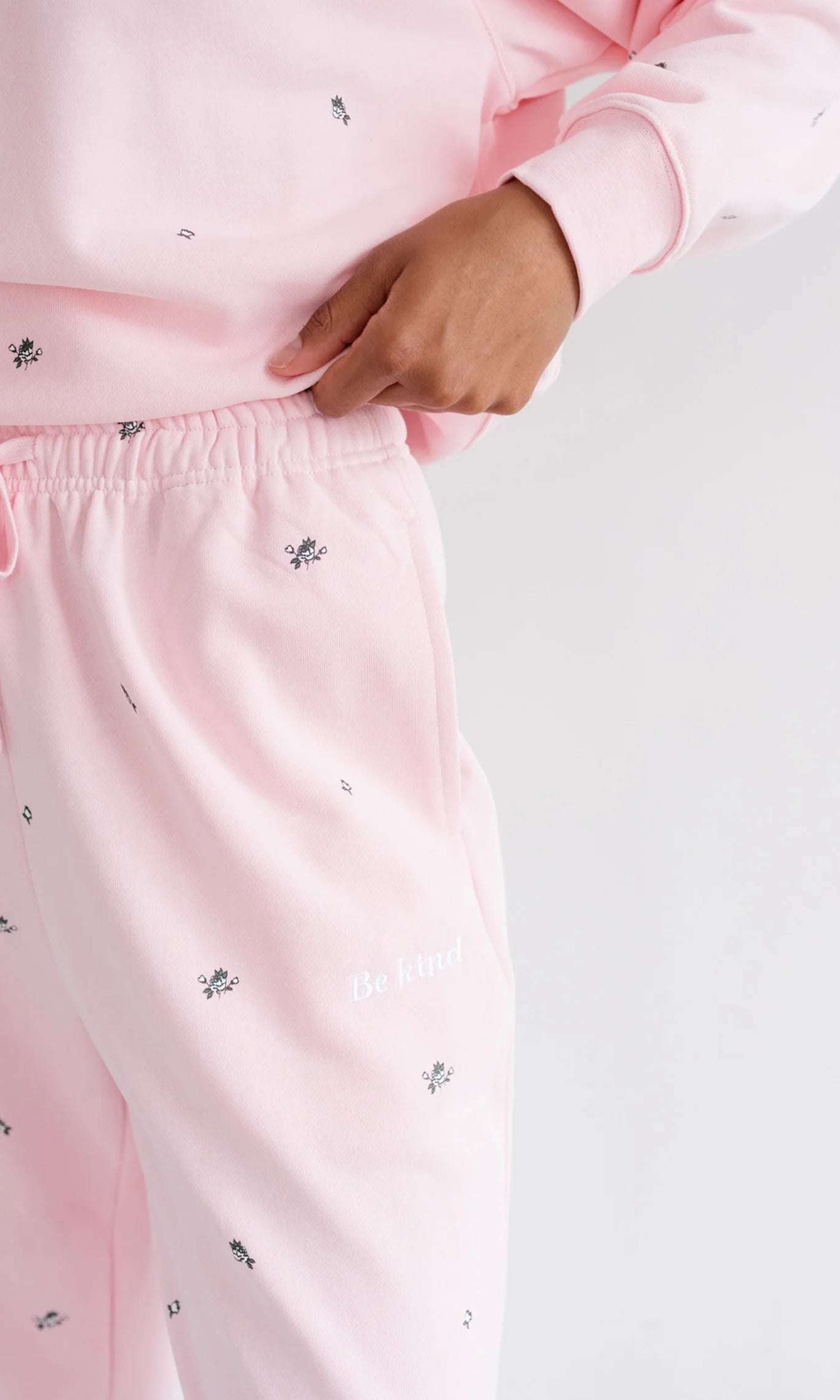 Brunette The Label "Be Kind" All Over Floral Oversized Joggers