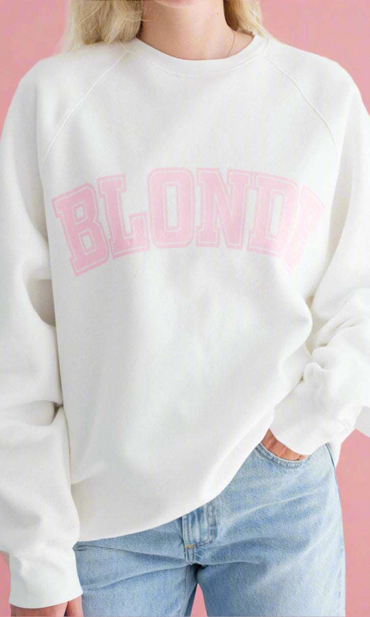 Brunette The Label "Blonde" Varsity Hair Colour Not Your Boyfriend's Crew Sweater