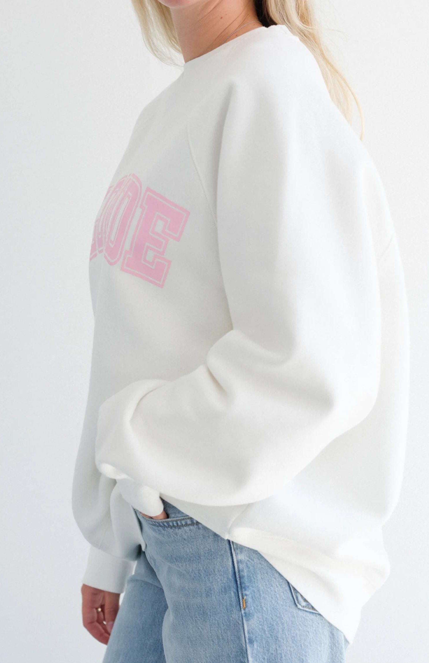 Brunette The Label "Blonde" Varsity Hair Colour Not Your Boyfriend's Crew Sweater